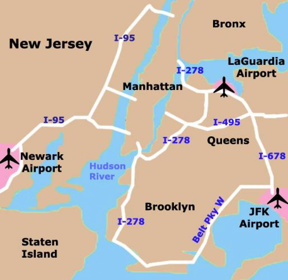 Brooklyn luchthavens kaart
