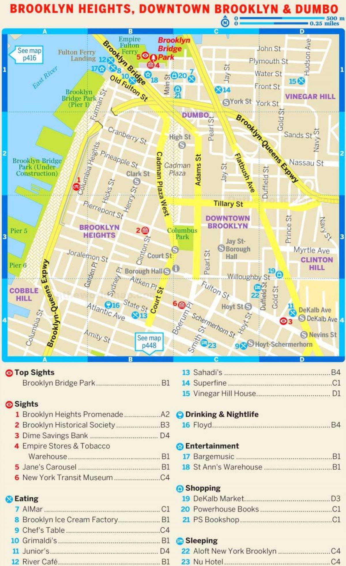 Brooklyn bezienswaardigheden kaart