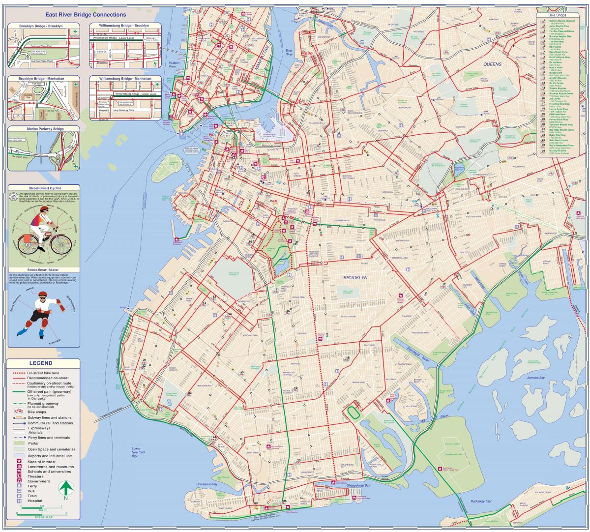 Brooklyn fietspad kaart