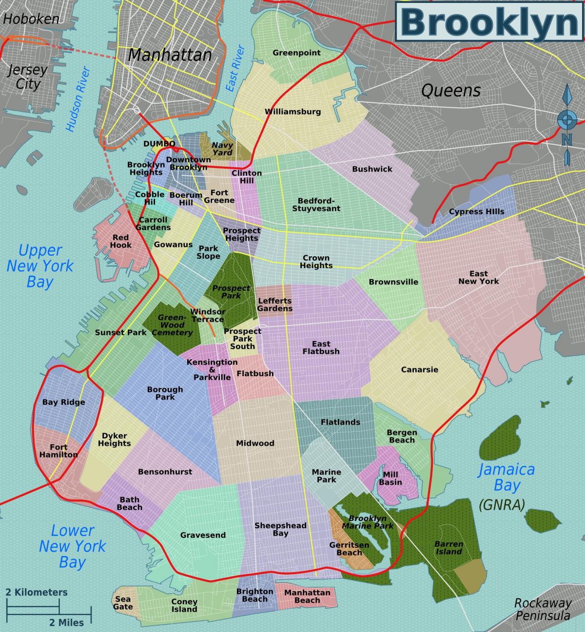 Brooklyn buurten kaart